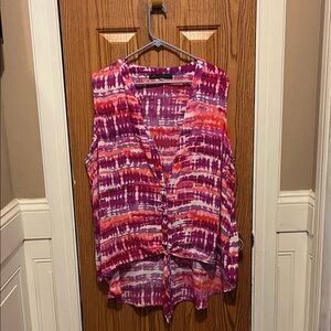 Rose & Olive Vibrant Purple and Pink Sleeveless Blouse